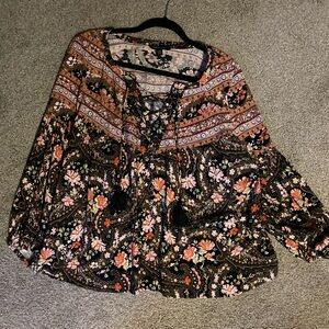American Eagle Outfitters Black Floral Blouse